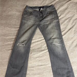 INC International Concepts Men's Gray Bootcut Jeans with Knee Rip